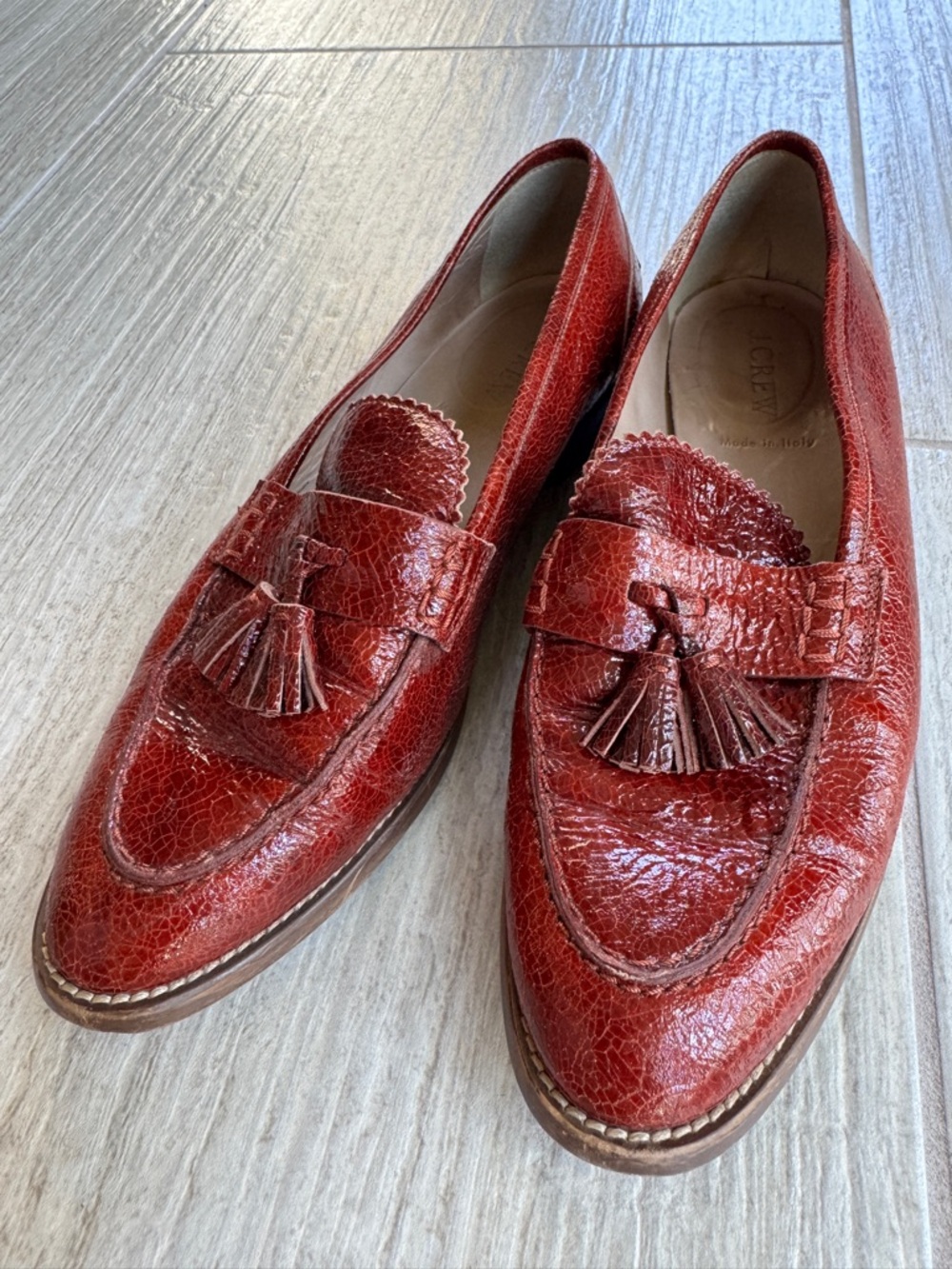 J. Crew Women’s 100% Leather Tassel Loafers in Reddish Brown